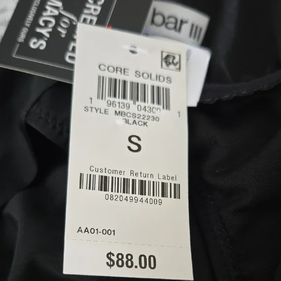 Bar III Black One-Piece Halter Swimsuit with Cowl Front, Size Small